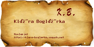 Klára Boglárka névjegykártya